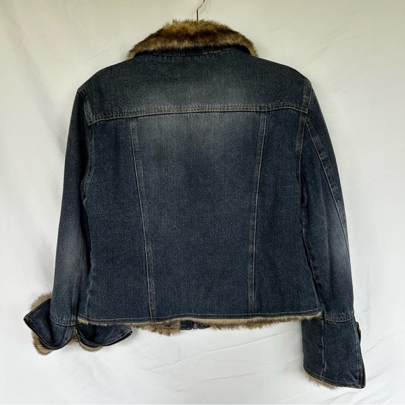 Vintage Y2K Demin Fur Lined Jacket Size Large - Picture 4 of 5